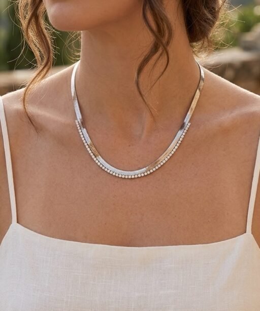 Alternative view of Silver Snake Necklace