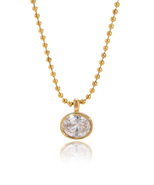 Glow Oval Solitaire Ball Chain Necklace