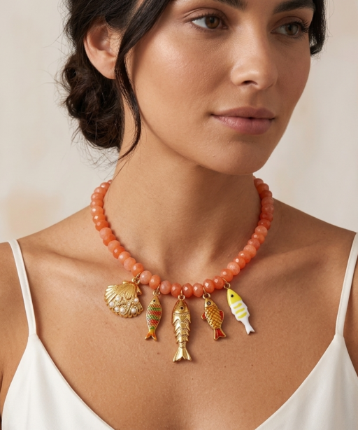 Alternative view of Orange Fish Necklace