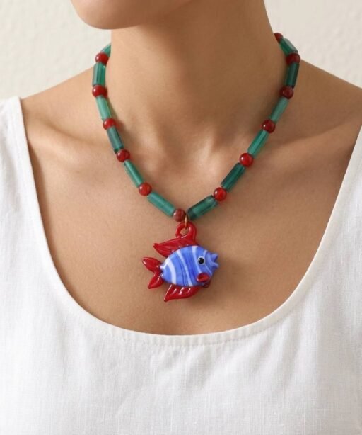 Alternative view of The Blue Fish Necklace