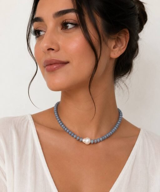 Alternative view of Light Blue Beaded Necklace