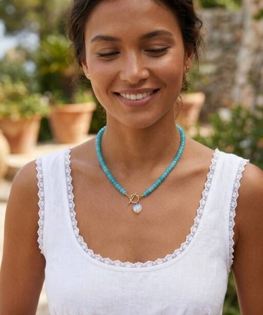 Alternative view of Heart Turquois Beaded Necklace