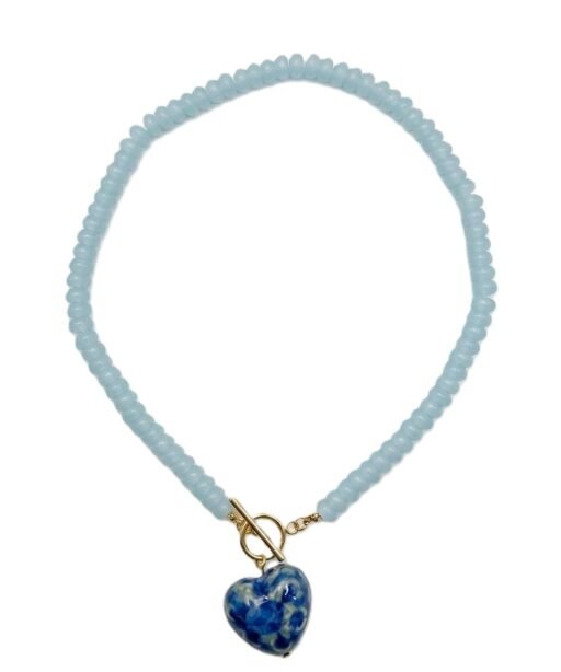 Heart Blue Beaded Necklace