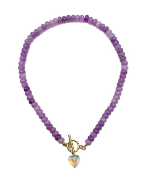 Heart Purple Beaded Necklace